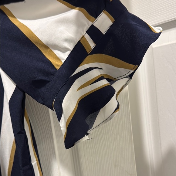 Stylish Navy and Gold Striped Mini Dress - Picture 3 of 8